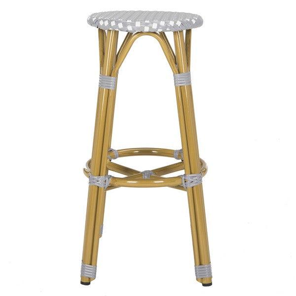 Safavieh Kelsey Grey-White Indoor Outdoor Rattan Bar Stool