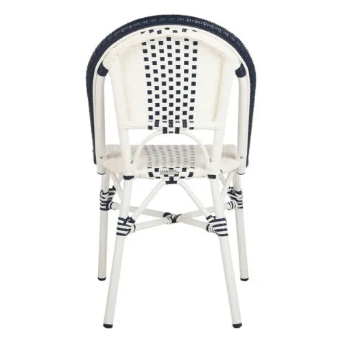 Safavieh Zoya Navy-White Wicker Indoor Outdoor Dining Chair (Set of 2)