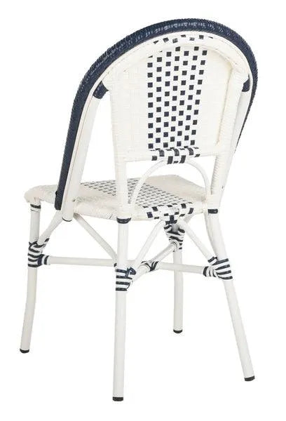 Safavieh Zoya Navy-White Wicker Indoor Outdoor Dining Chair (Set of 2)