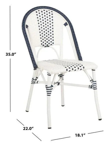 Safavieh Zoya Navy-White Wicker Indoor Outdoor Dining Chair (Set of 2)