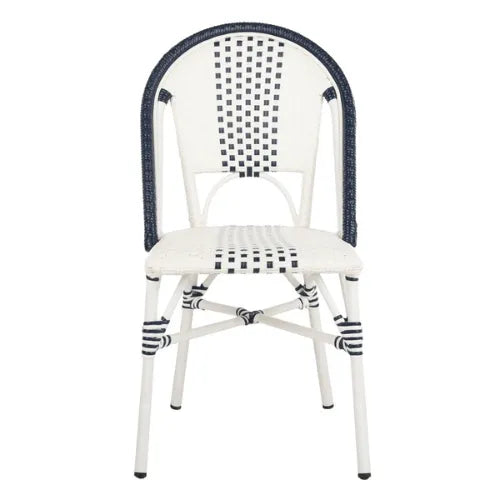 Safavieh Zoya Navy-White Wicker Indoor Outdoor Dining Chair (Set of 2)