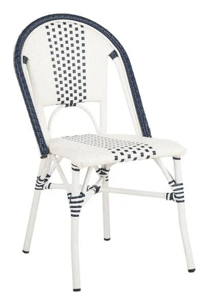 Safavieh Zoya Navy-White Wicker Indoor Outdoor Dining Chair (Set of 2)