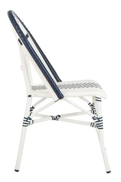 Safavieh Zoya Navy-White Wicker Indoor Outdoor Dining Chair (Set of 2)