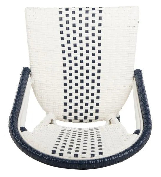 Safavieh Zoya Navy-White Wicker Indoor Outdoor Dining Chair (Set of 2)