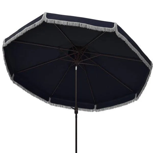 Safavieh Milan Navy Double Top Fringe Crank Umbrella (9ft)