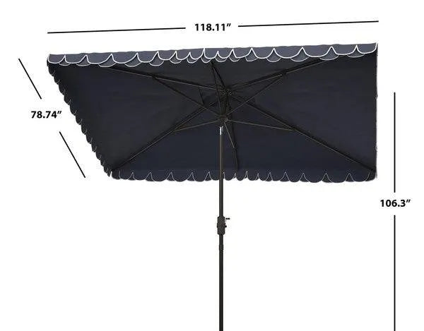 Safavieh Elegant Valance Navy-White Rectangular Lounge Umbrella