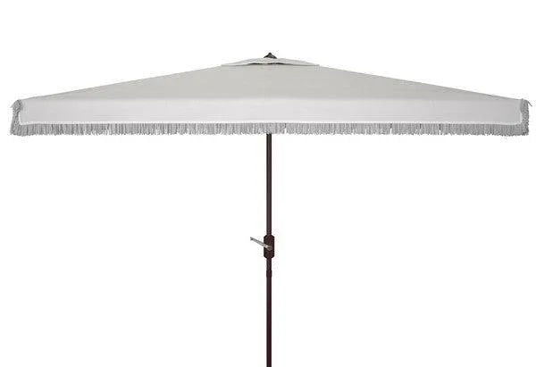 Safavieh Milan White Rectangular Fringe Crank Umbrella