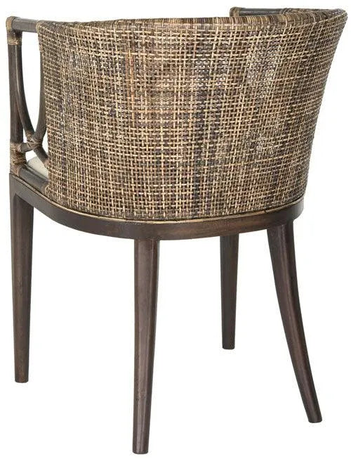 Safavieh Beningo Brown Rattan Arm Chair With White Cushion