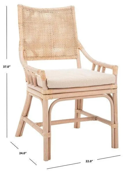 Safavieh Donatella Natural White Wash Rattan Chair