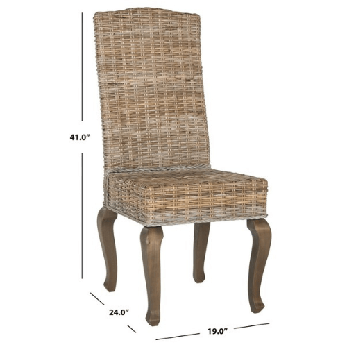 Safavieh Milos Grey Wicker Dining Chair (Set of 2)