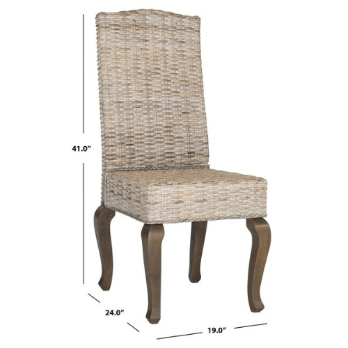 Safavieh Milos White Washed Wicker Dining Chair (Set of 2)