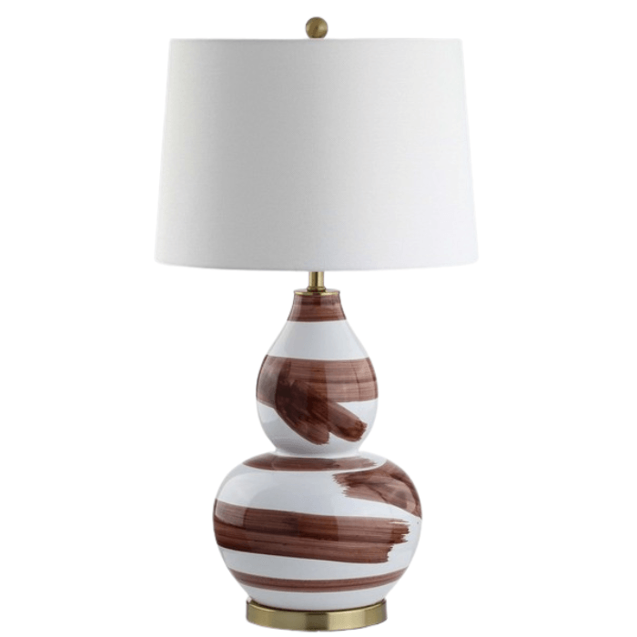 Safavieh Aileen Ceramic Table Lamp in Brown/White Pattern with Curved Body