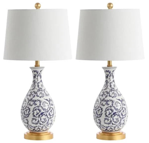 Safavieh Avi Chinoiserie Blue-White Table Lamp (Set of 2)