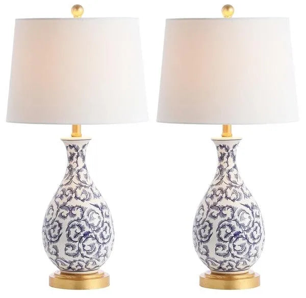 Safavieh Avi Chinoiserie Blue-White Table Lamp (Set of 2)