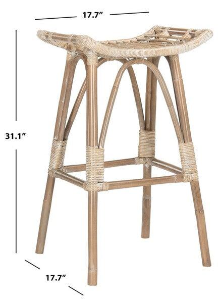 Safavieh Leda Grey White Wash Rattan Bar Stool