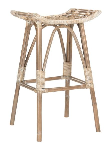 Safavieh Leda Grey White Wash Rattan Bar Stool