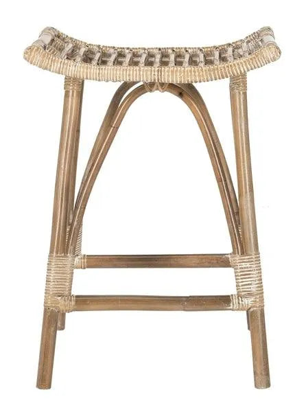 Safavieh Leda Grey White Wash Rattan Counter Stool